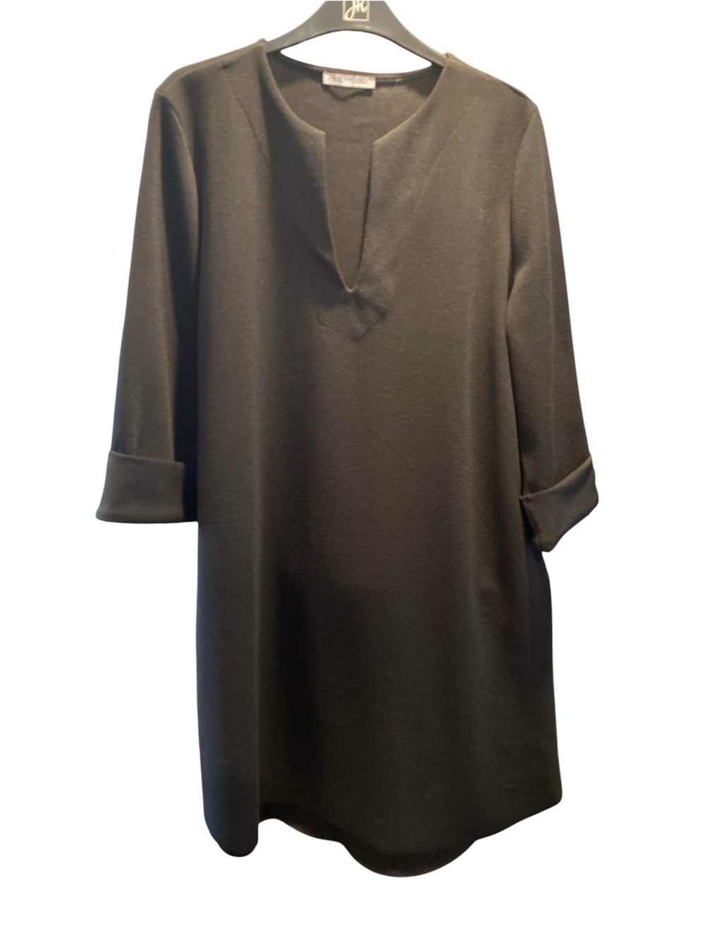 Zara Black V-Neck Sheath Dress Size Medium